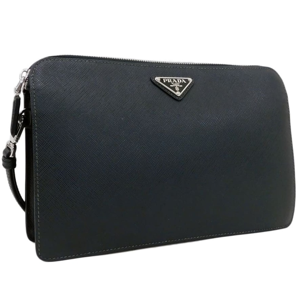 Prada Clutch Bag Black Leather Saffiano